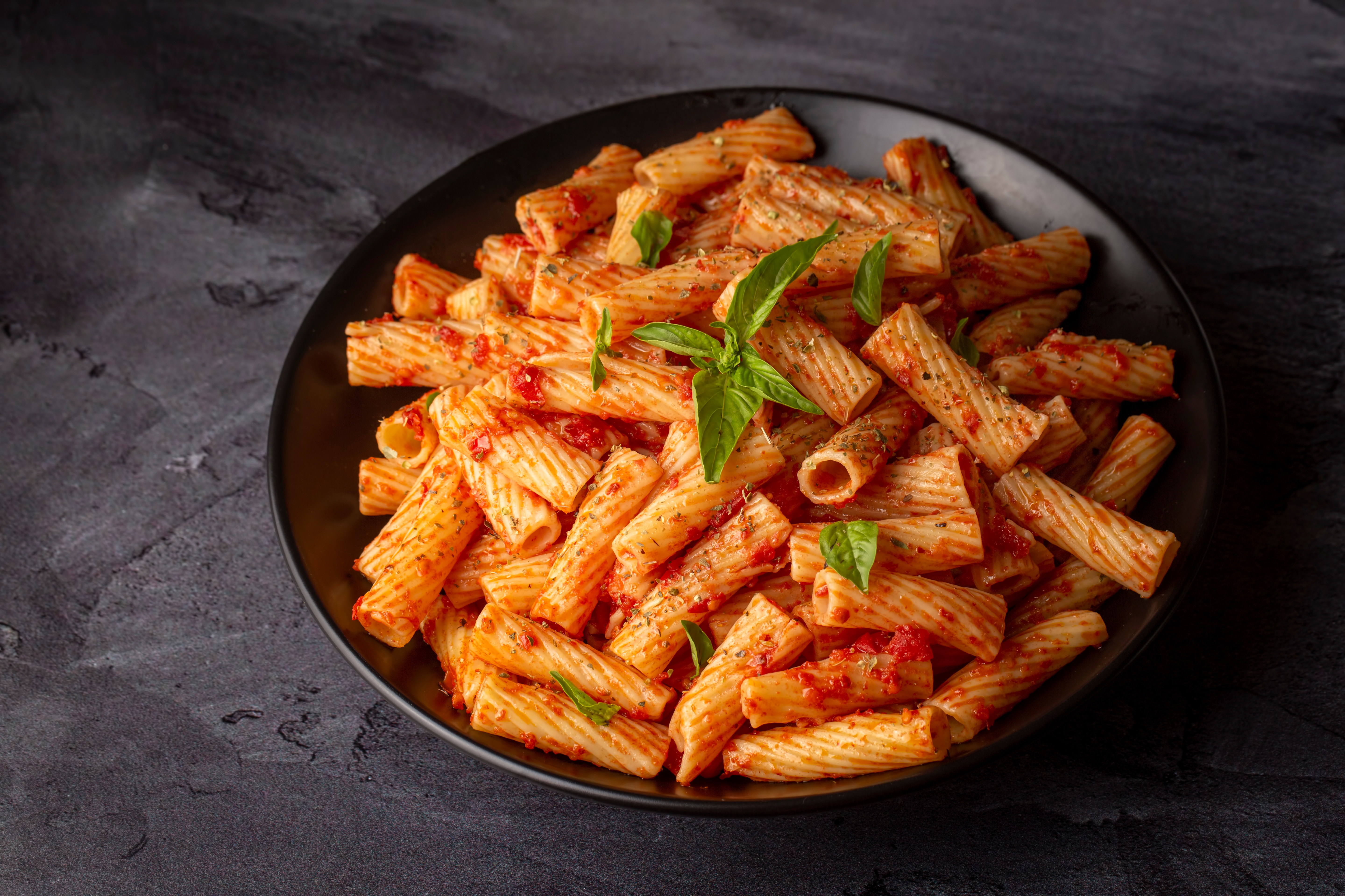 Penne pasta, with marinara sauce