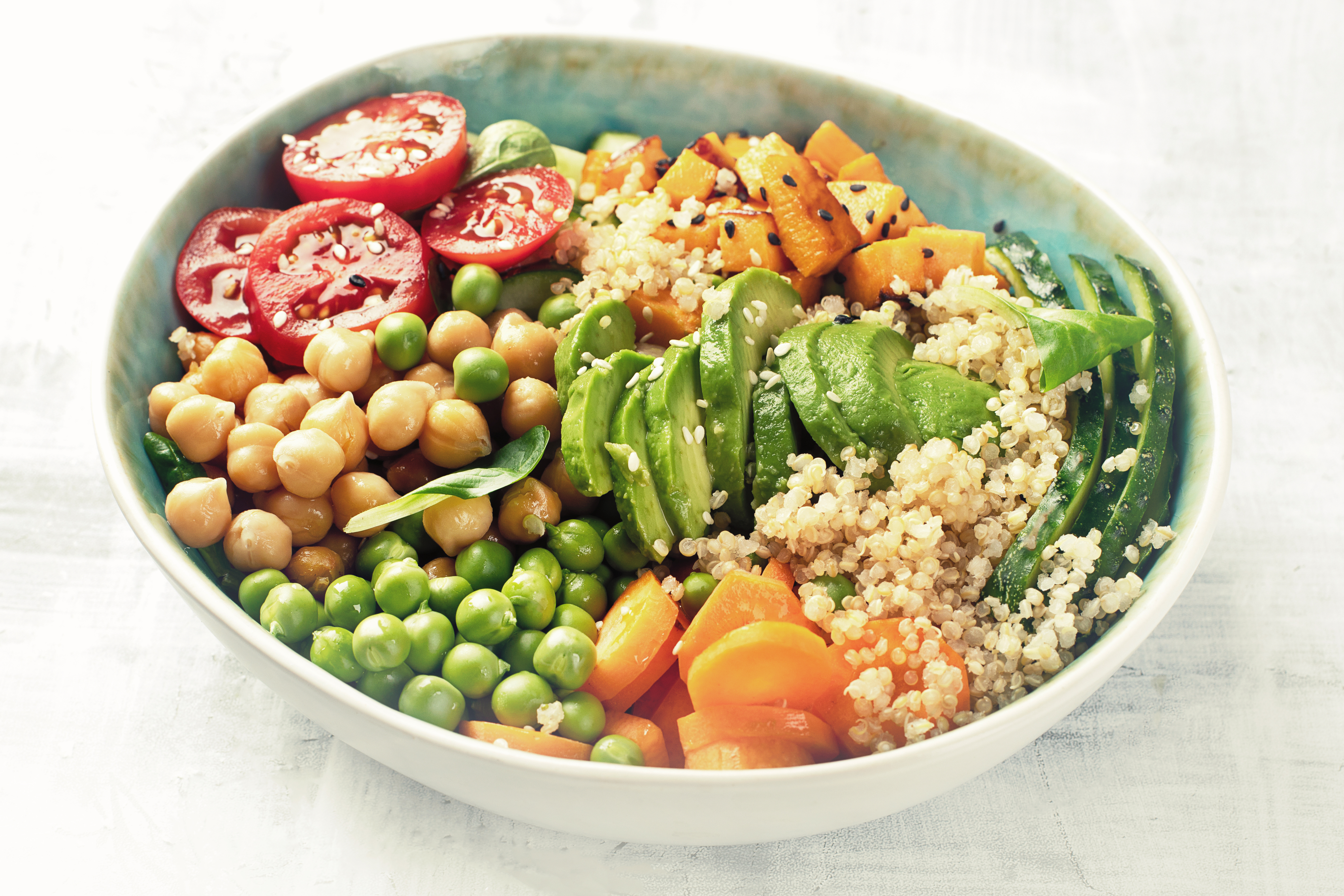 Chickpea Salad Bowl with Dilly Croutons